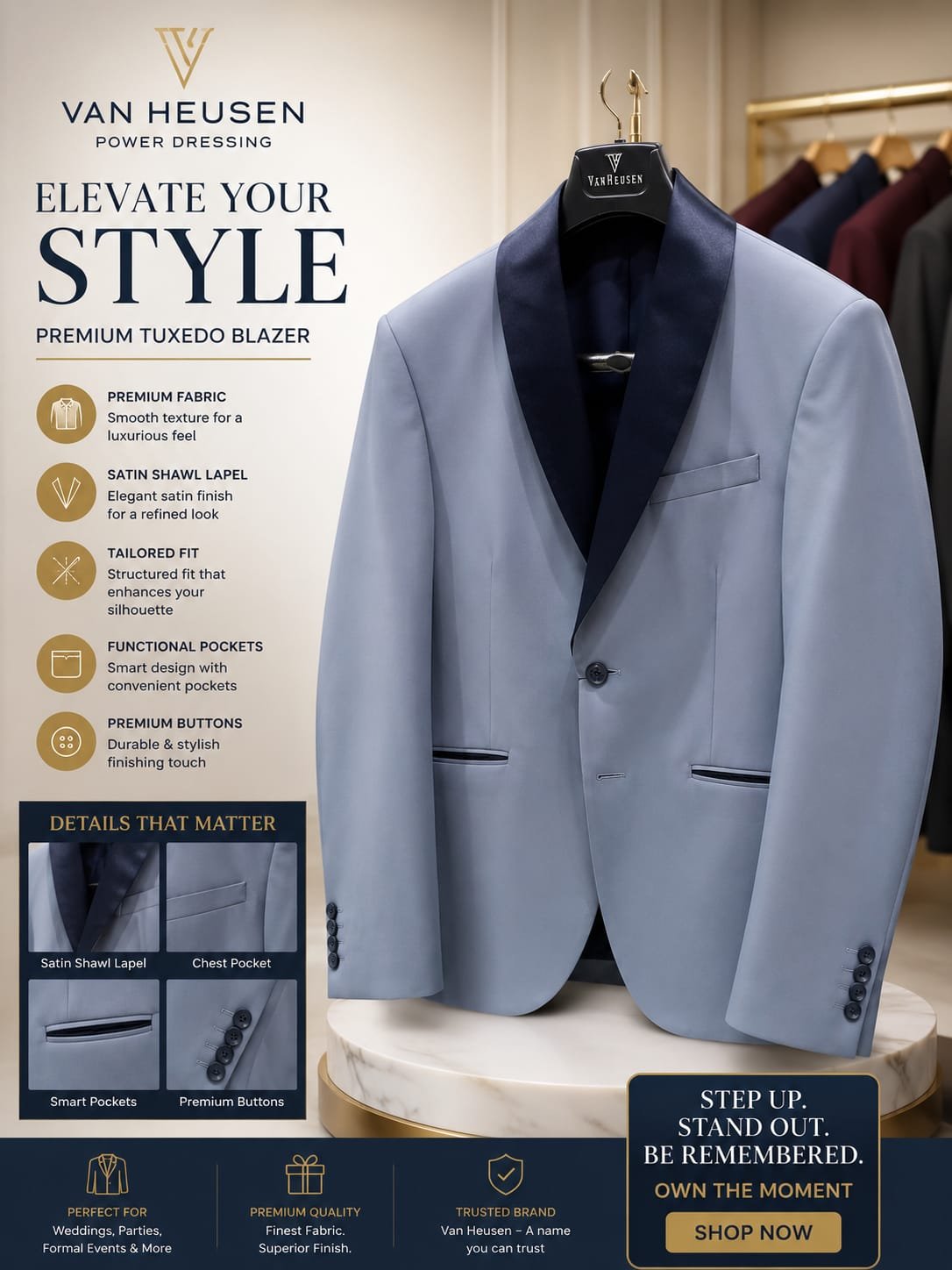 Van Heusen Solid Formal men Blazer