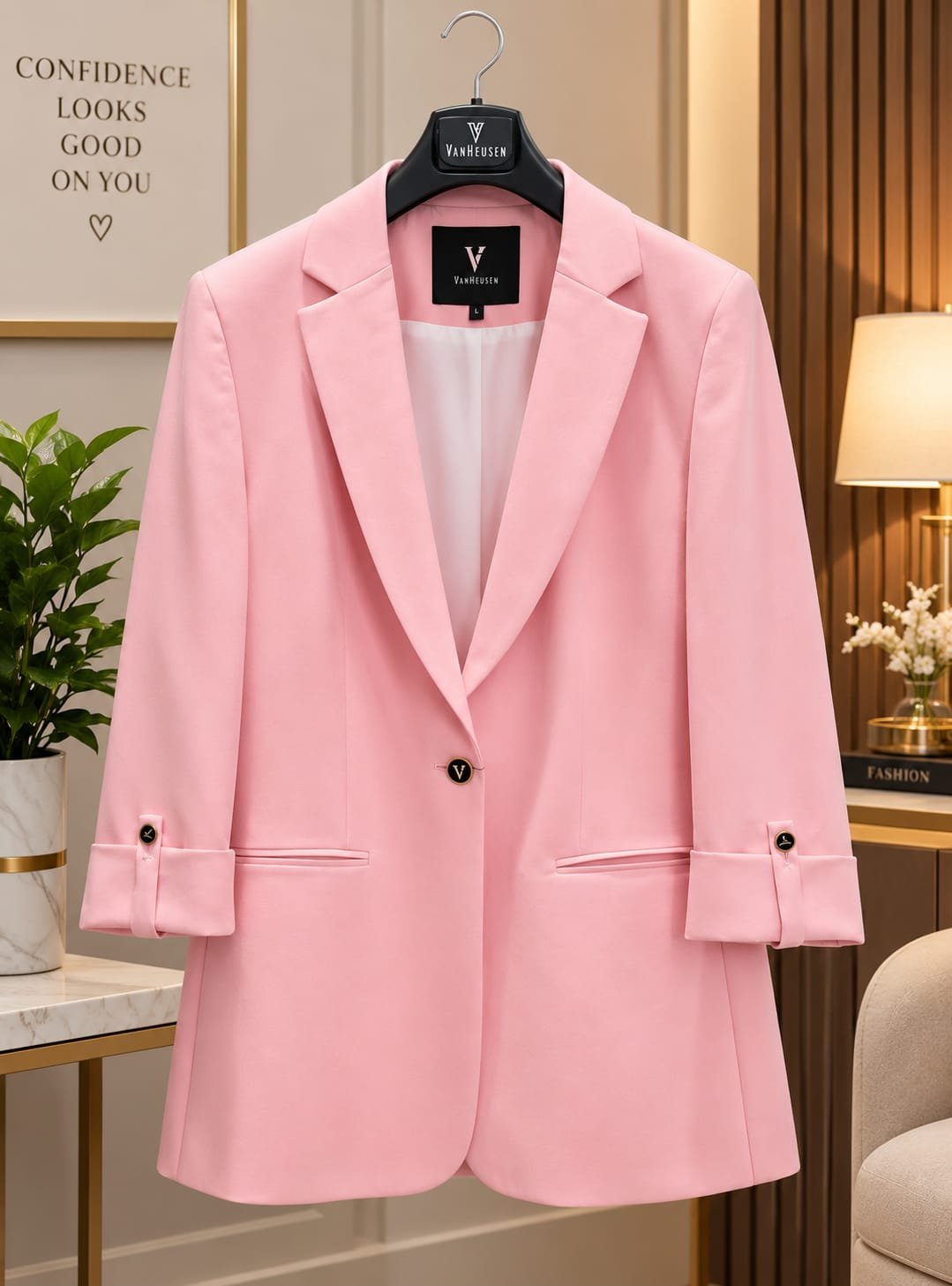 WOMEN BABY PINK LONG BLAZER