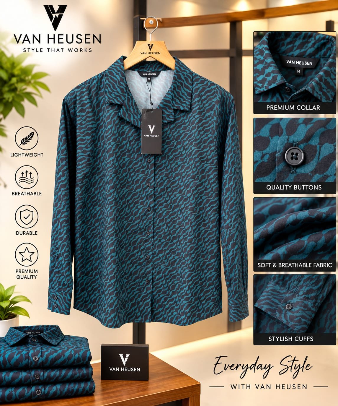 Navy blue regular shirt style top Abstract print