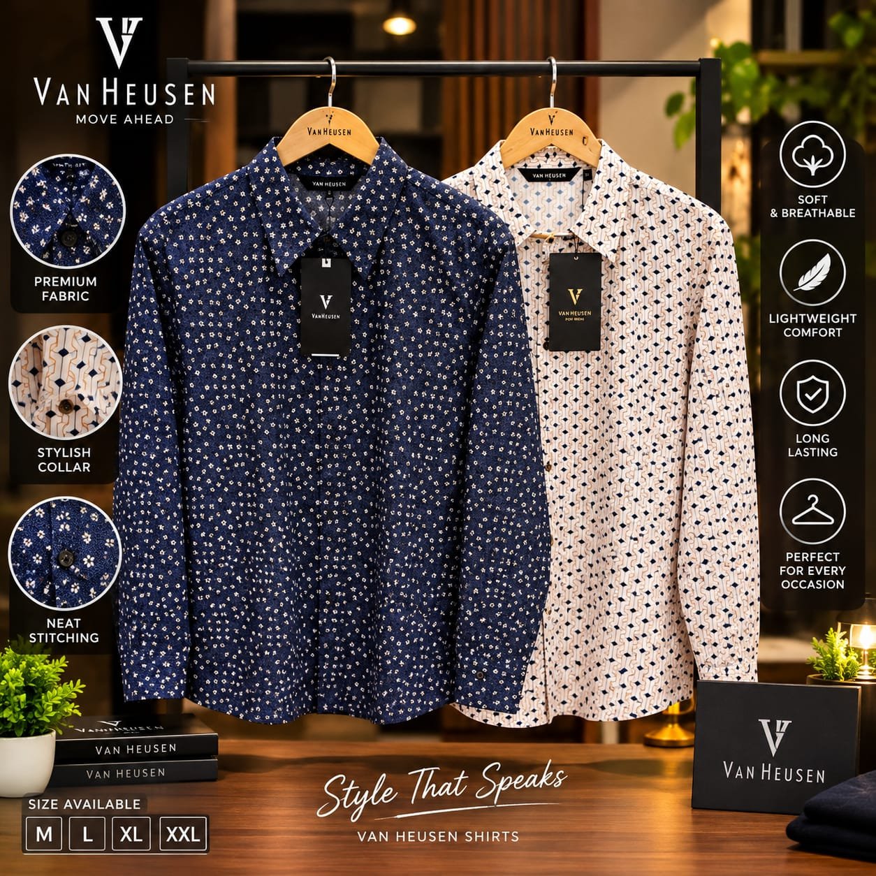 Van Heusen White and Blue Printed women shirt