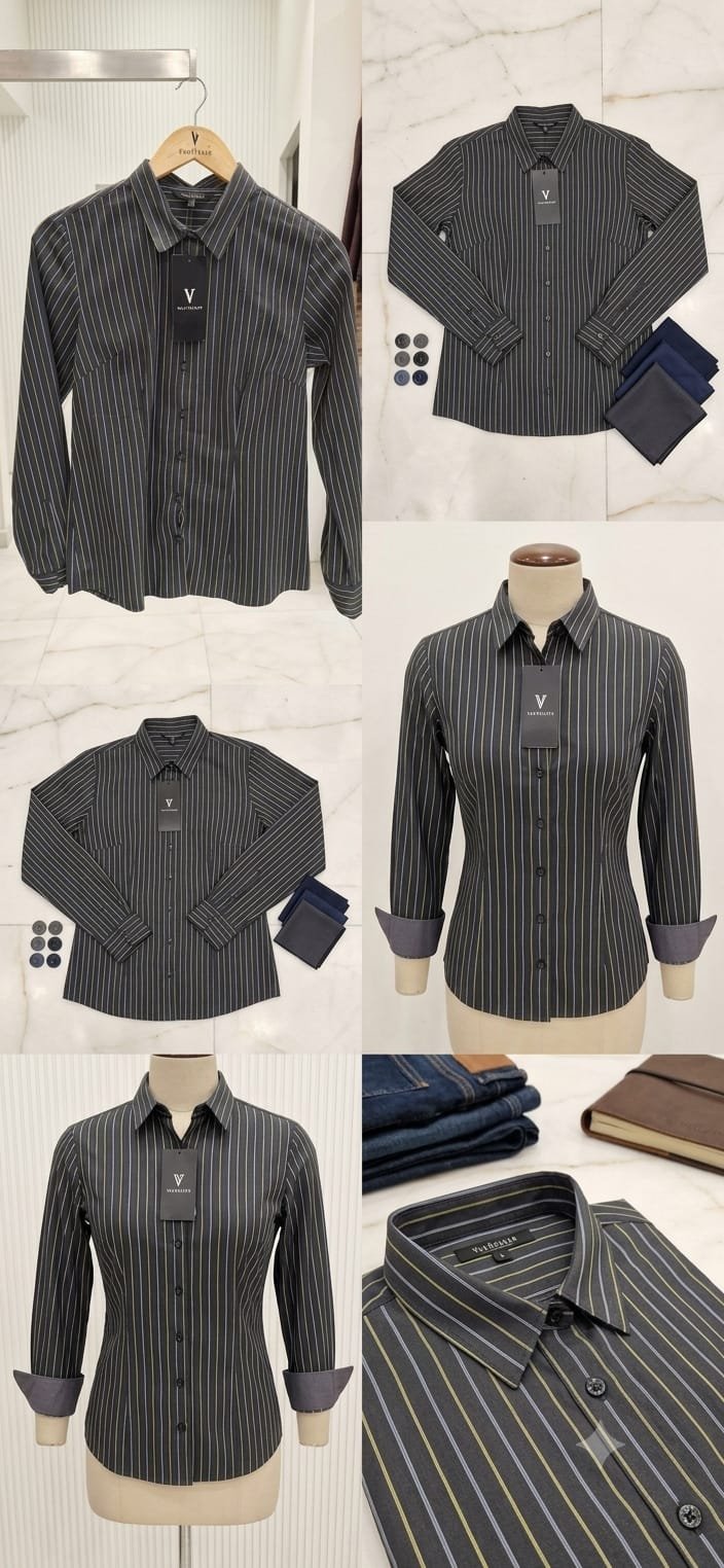Van Heusen Black Lining Striped Women Shirt